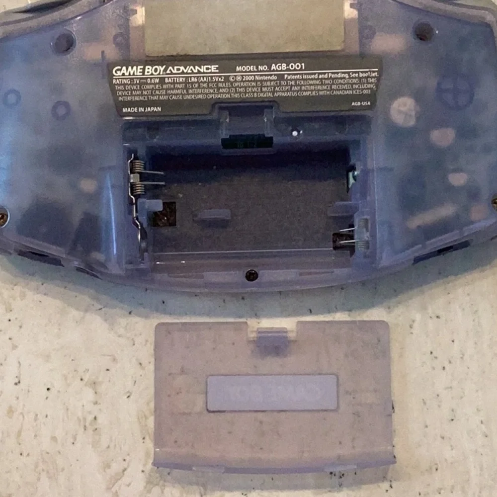 Nintendo Gameboy Advance Console Clear Glacier Handheld Game Boy GBA Purple